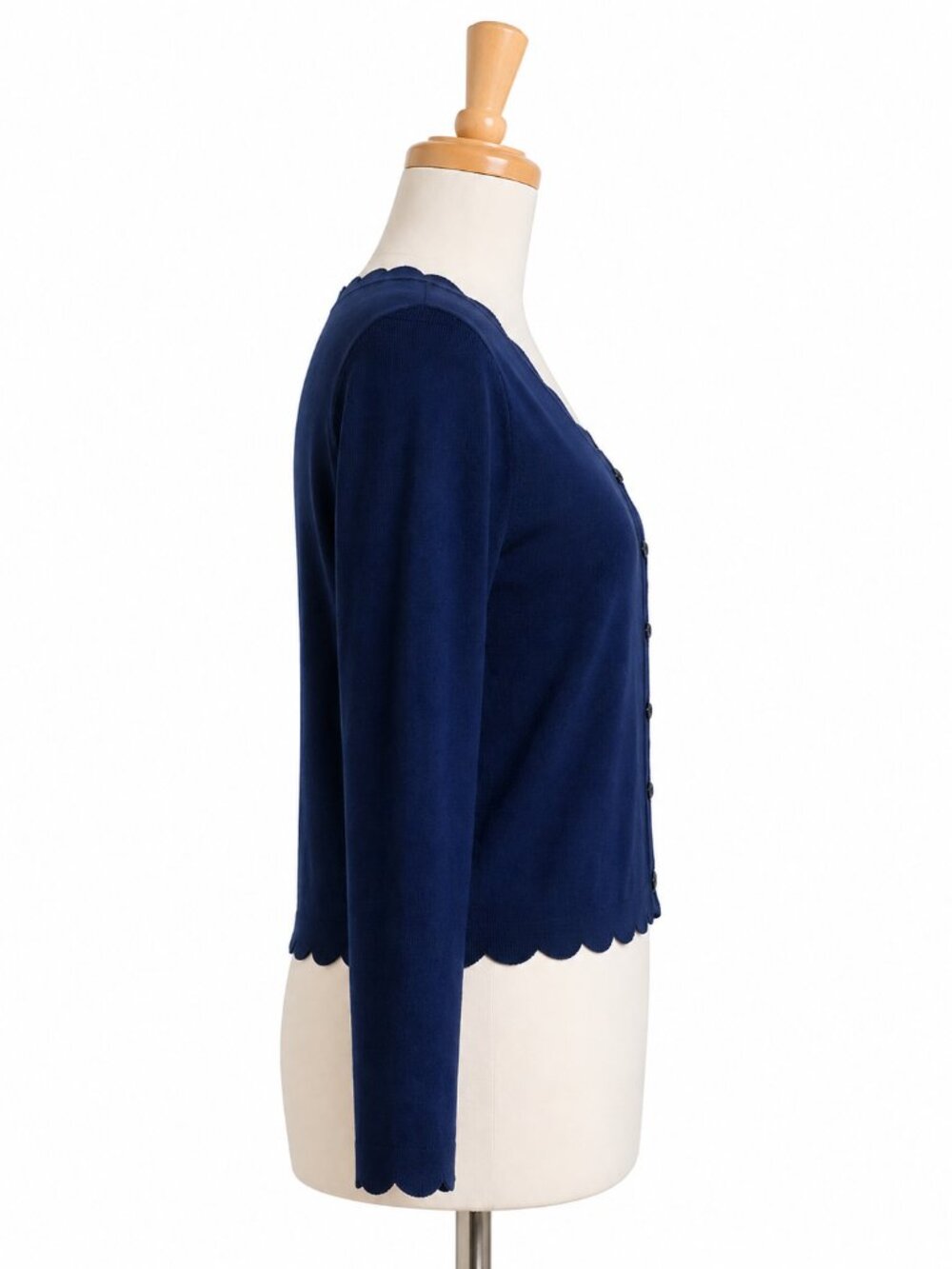 7th Avenue Navy Blue Cardigan Size L | Classic Cropped Sweater - Picture 6 of 6